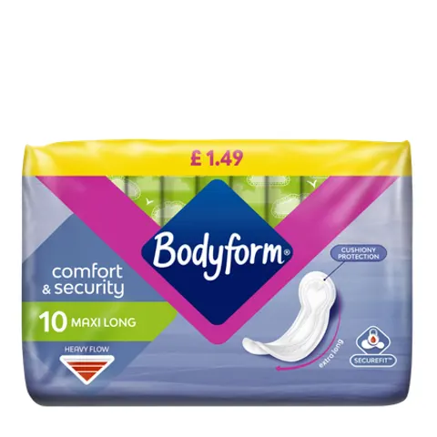 Bodyform Comfort & Security Maxi Long Sanitary Pads - 10 Pcs – image 1