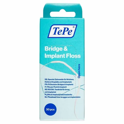 TePe Bridge & Implant Floss for Implants, Bridges & Braces – 30 Pieces – image 1