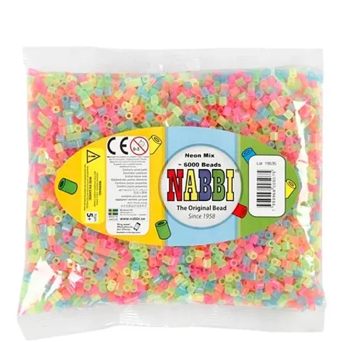 Nabbi Medium Tube Beads Neon Mix - 6000 pcs – image 1