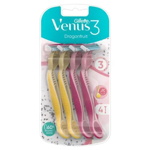 Gillette Venus 3 Dragon Fruit Disposable Razors – 4 Pcs – image 1