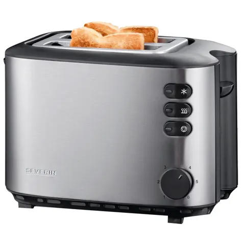 SEVERIN 2-Scheiben-Toaster AT 2514, Edelstahl / schwarz – Bild 1