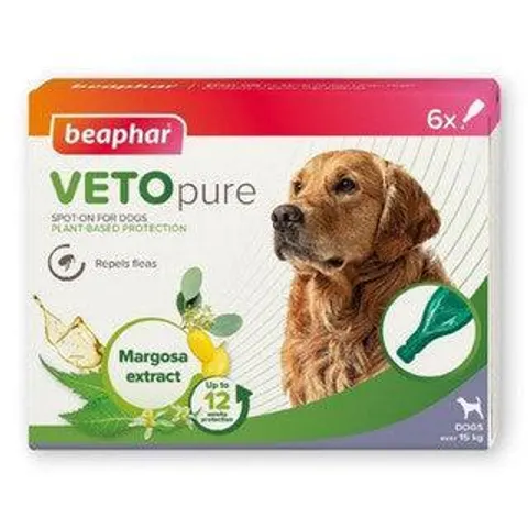 Beaphar VETOpure Medium Large Dog Spot On 6 Pipette – image 1