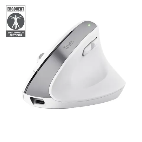 Trust Mouse Ergonomico Wireless Bayo+-white – immagine 1