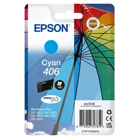 Epson Singlepack Cyan 406 Umbrella DURABrite Ultra Ink – image 1