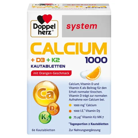 Doppelherz Calcium 1000+d3+k2 system Kautabletten – Bild 1