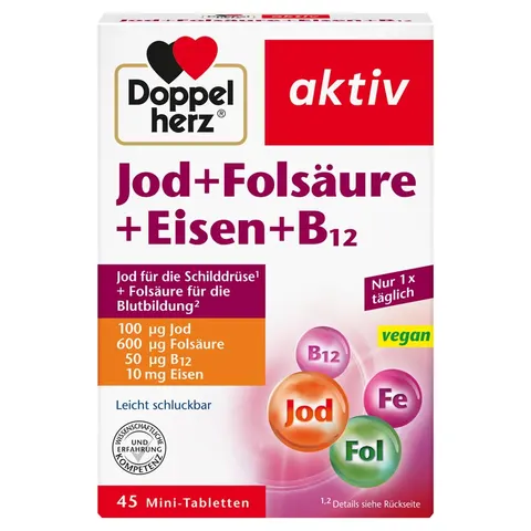 Doppelherz Jod + Folsäure + Eisen + B12 Tabletten – Bild 1