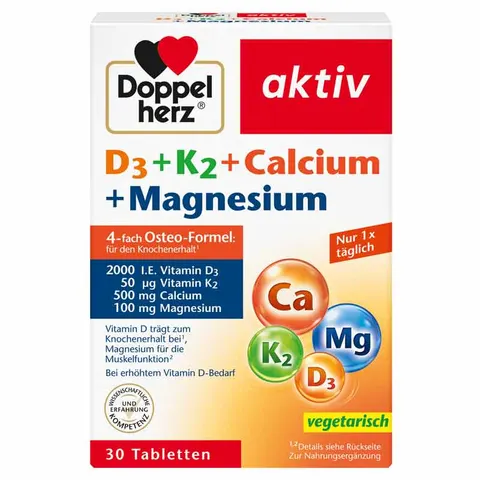 Doppelherz aktiv D3 + K2 + Calcium + Magnesium Tabletten – Bild 1