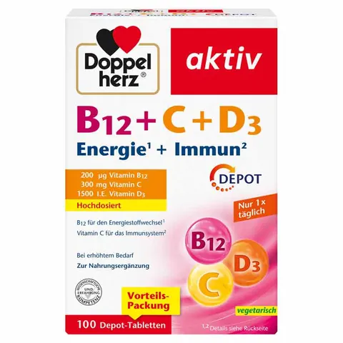 Doppelherz B12+C+D3 Depot Aktiv Tabletten – Bild 1