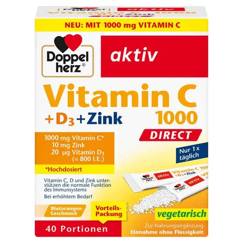 Doppelherz Vitamin C1000 +D3+Zink Direct Pellets – Bild 1