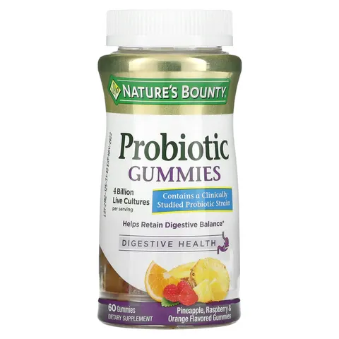 Nature's Bounty, Probiotic Gummies, Pineapple, Raspberry & Orange, 4 Billion, 60 Gummies – image 1