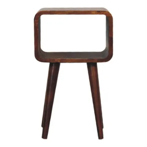 Mini Chestnut Curved Open Bedside – image 1