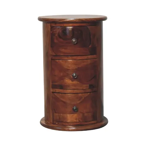 3 Drawer Chestnut Sheesham Drum – image 1