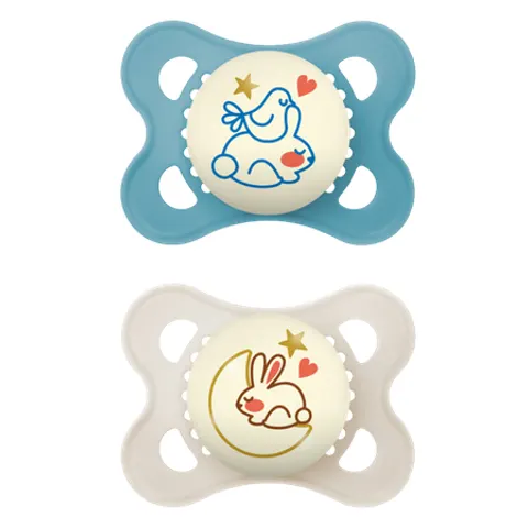 MAM Night Bird, Rabbit & Moon Design 0-6m Pacifier – 2 pcs – image 1