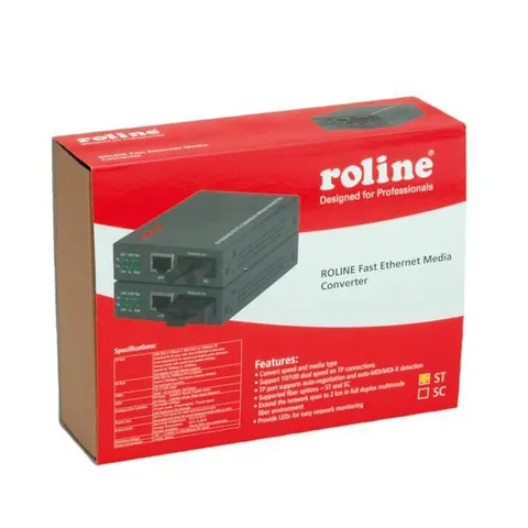 ROLINE Fast Ethernet Konverter RJ-45 - ST, Loop-back – Bild 1