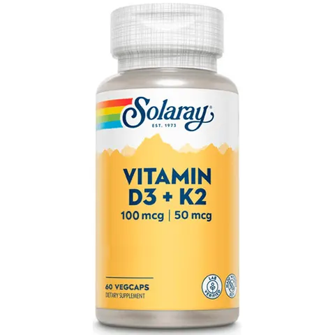 Solaray Vitamina D3 y K2 60 Cápsulas Vegetales – imagen 1