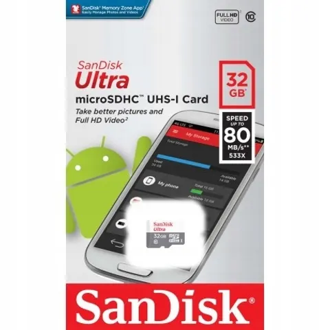 Sandisk 32GB micro Sdhc Class 10 Ultra 80MBs UHS-1 – zdjęcie 1