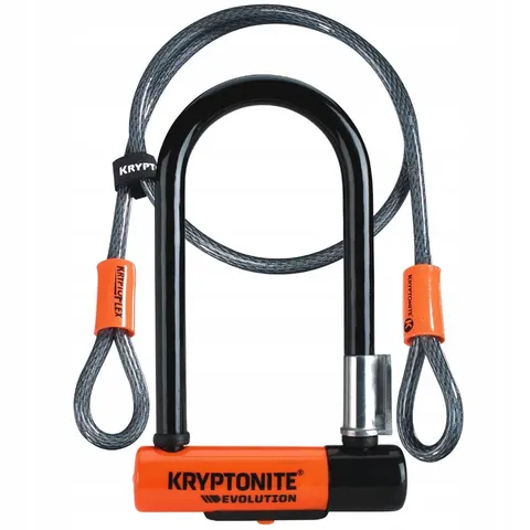 Kryptonite Evolution Mini-7 U-Lock & 4ft Flex Cable - Sold Secure Gold - 13mm Steel - Black/Orange – image 1