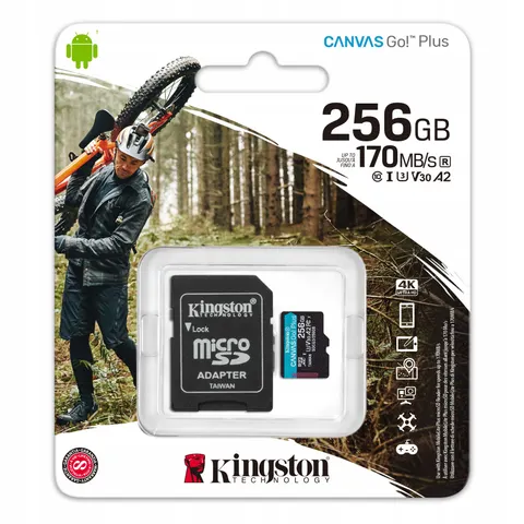 Kingston 256 Gb micro Sd XC C10 Uhs-i V30 A2 170Ms – zdjęcie 1