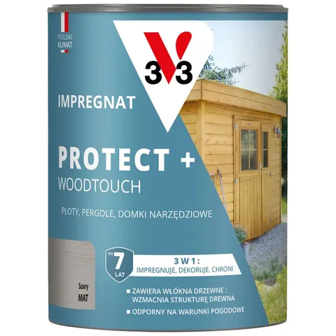 V33 Impregnat Protect+ szary 0,7L – zdjęcie 1