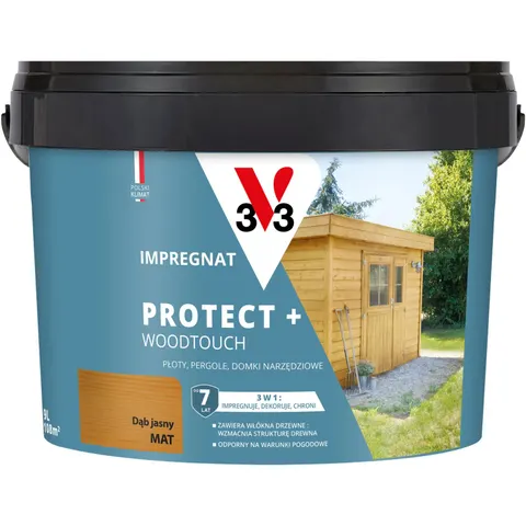 V33 Impregnat Protect+ dąb jasny 9L – Jasny dąb – zdjęcie 1