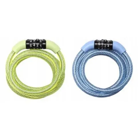 Self coiling cable 1.20m x Ø 8mm with fixed combination 3 digitsvinyl – afbeelding 1