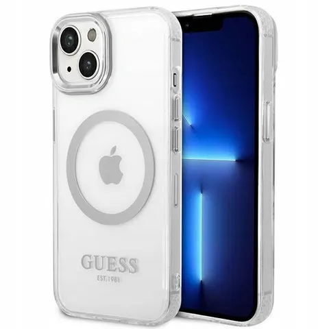 Guess Translucent Back Case (MagSafe Compatible) - Geschikt voor Apple iPhone 14 Plus (6.7") - Zilver – afbeelding 1