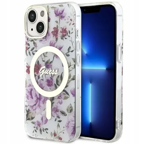 Guess Flower MagSafe Compatible Back Case - Apple iPhone 14 (6.1") - Clear – afbeelding 1