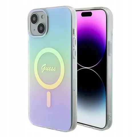 Guess Iridescent Back Case (MagSafe Compatible) - Apple iPhone 15 Plus (6.7") - Turquoise – afbeelding 1