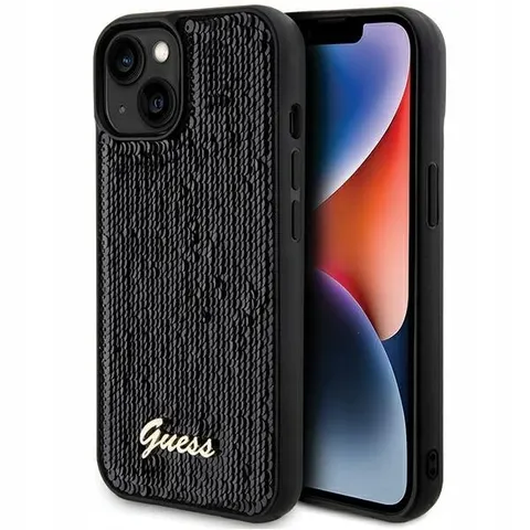 Guess Sequins Back Case - Geschikt voor Apple iPhone 14 - Zwart – afbeelding 1