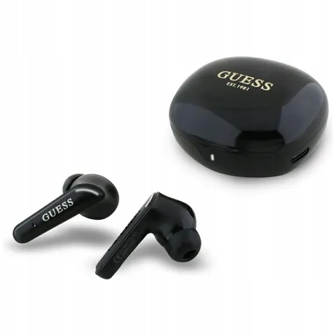 Auricolare Bluetooth Guess Flat Classic Logo Electroplated, TWS, Nero – immagine 1