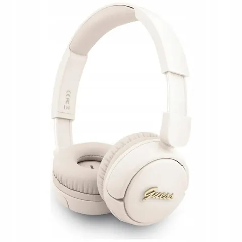 Guess On-Ear Hoofdtelefoon - Metalen Script Logo - Beige – afbeelding 1