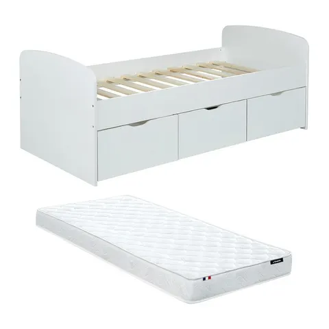 Vente-unique Bedframe hout wit 90 x 190 cm – 028041 – afbeelding 1