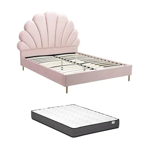 Vente-unique Bedframe fluweel roze 160 x 200 cm – afbeelding 1