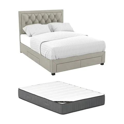 Vente-unique Bedframe fluweel beige 160 x 200 cm – 076264 – afbeelding 1