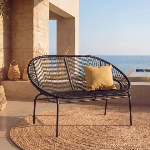 Unique Banco de jardín resina negro – imagen 1