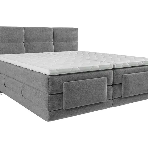 vente-unique.com Lit boxspring polyester gris clair Gris 215x118x168cm – image 1
