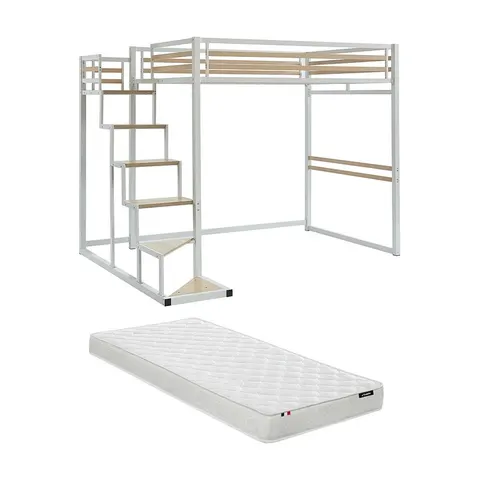 Vente-unique Hoogslaper metaal wit 140 x 200 cm – afbeelding 1