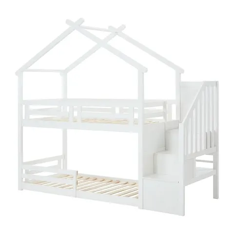 Vente-unique Stapelbed hout wit 90 x 190 cm – 818734 – afbeelding 1