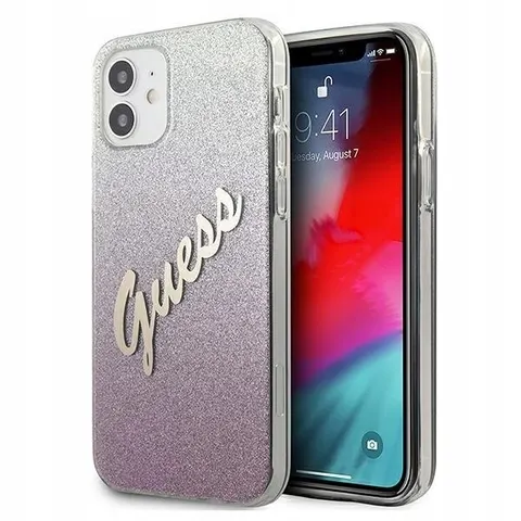 Guess Gradient Vintage Glitter Case - Apple iPhone 12 Mini (5.4") - Roze – afbeelding 1