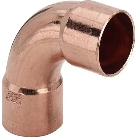 Bocht 90gr capxcap 28x28mm roodkoper – afbeelding 1