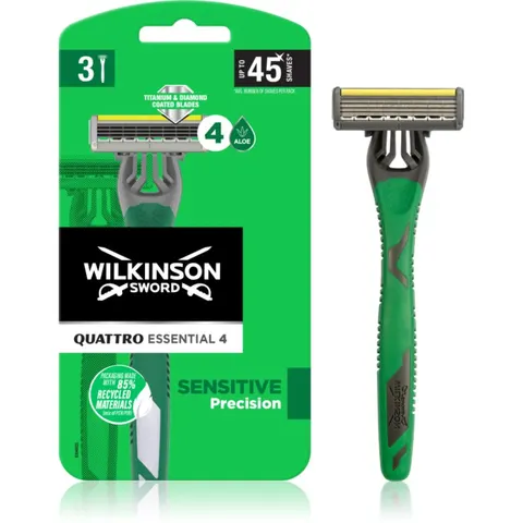 Wilkinson Sword Quattro Essential 4 Sensitive Precision rasoirs jetables 3 pcs – image 1