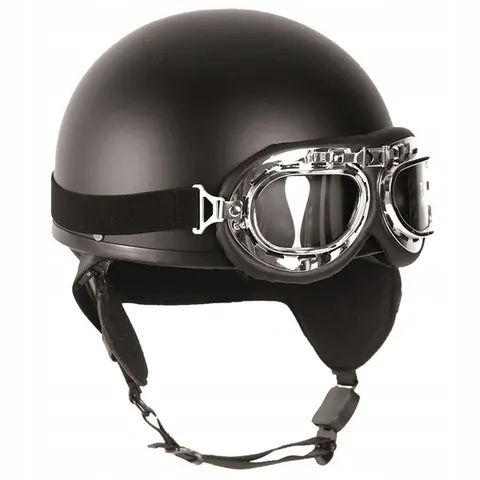 Mil-Tec Allroundhelm Retro Helm Halbschale mit Brille – schwarz – Bild 1