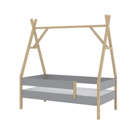 Vitalispa Lit tipi Gris 80x160 cm avec matelas – image 1