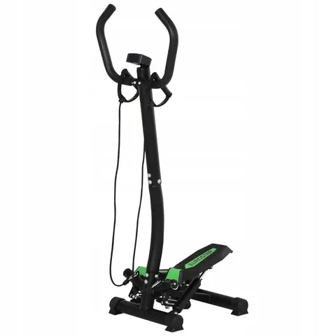 HOMCOM Stepper Sidestepper mit Haltegriff und Trainingsbändern, Heimtrainer mit LCD Display aus Stahl, ideal für Fitness und Zuhause Aosom.de – Schwarz, Grün – Bild 1