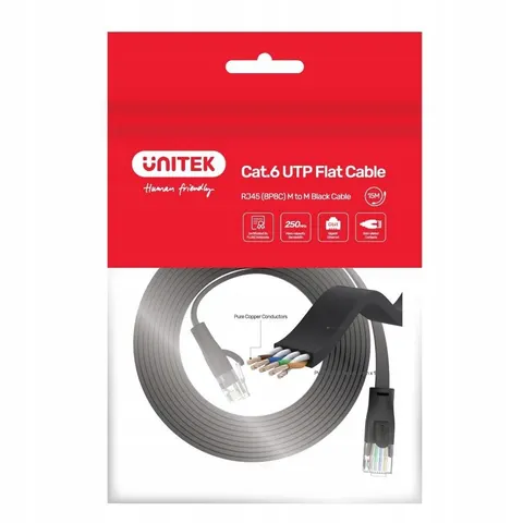 Unitek Przewód Ethernet Patchcord CAT.6 Płaski, 5M – zdjęcie 1