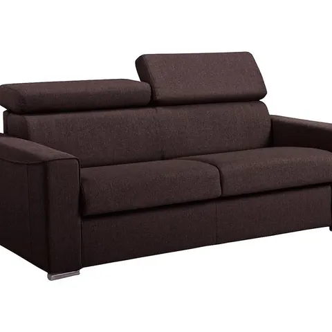 vente-unique.com Canapé convertible polyester 3 places marron chocolat} Marron 196x110x223cm – 207138 – image 1