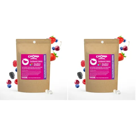 Chomp Junior Very Berry Toothpaste Tablets – Nano Hydroxyapatite Refill Pack (2) – image 1