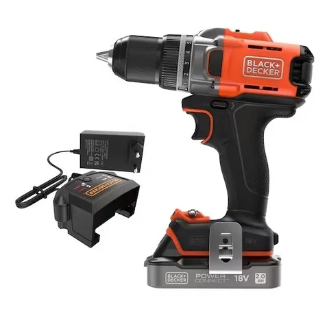 Perceuse-visseuse 18 V 2,0 Ah - Mandrin 13 mm - Éclairage LED - Black+Decker BCD382D1XC – image 1
