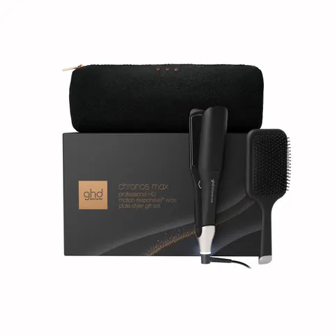 Ghd Chronos Max Gift Set Nero, Piastra Larga + Paddle Brush – immagine 1