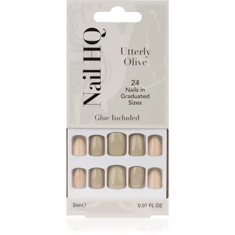 Nail HQ Square false nails Utterly Olive 24 pc – image 1
